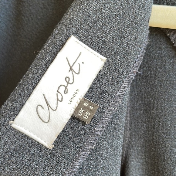 ASOS Closet London tie waist gathered pencil midi dress in navy - Picture 11 of 11